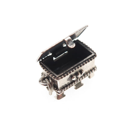 Beau 925 Sterling Silver Vintage Hope Chest 3D Box Mini Charm Pendant
