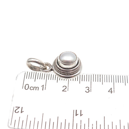 925 Sterling Silver Vintage Real Pearl Charm Pendant