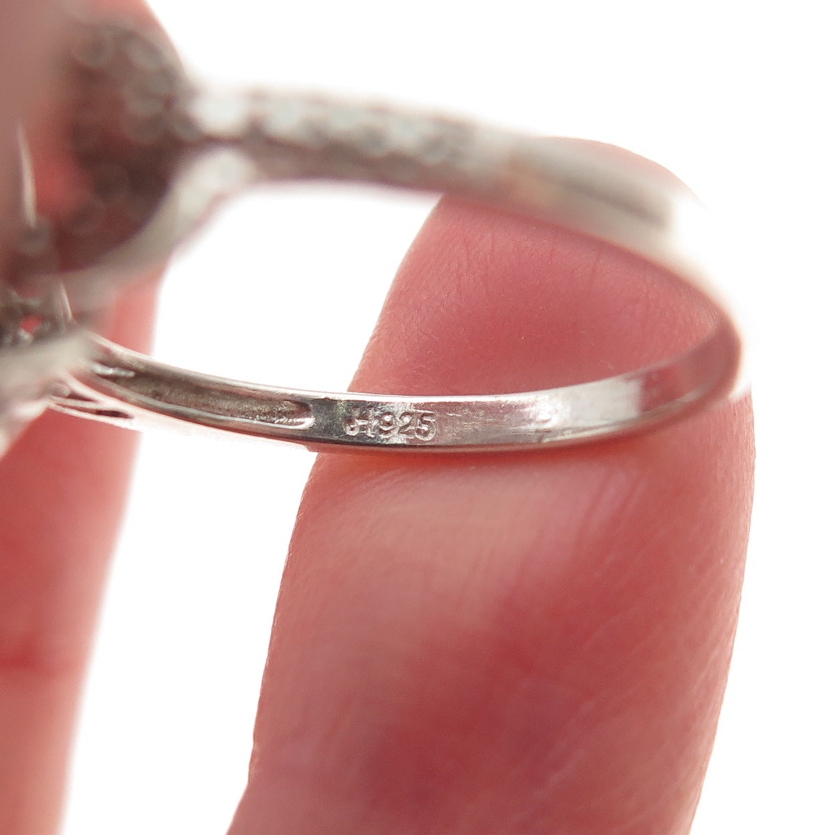 JH Young 925 Sterling Silver Real Diamond White Topaz Engagement Ring Size 7.25