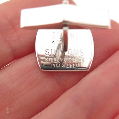 Simmons 925 Sterling Silver 14K Rose Gold Vintage Signet Cufflinks