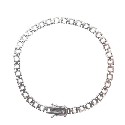 925 Sterling Silver Round-Cut Shaped C Z Tennis Link Bracelet 6.75"