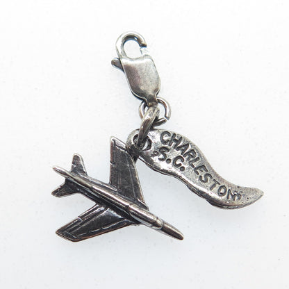 925 Sterling Silver Vintage Charleston Air Force Base Lobster Clasp Pendant