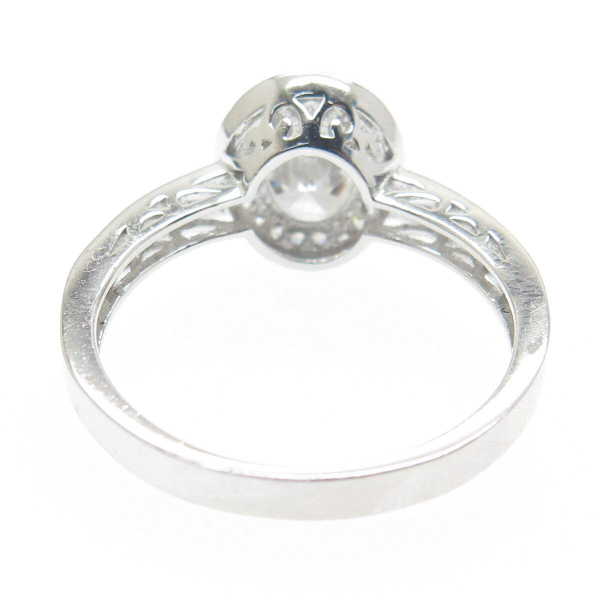 925 Sterling Silver Oval & Round-Cut C Z Promise Ring Size 10.25