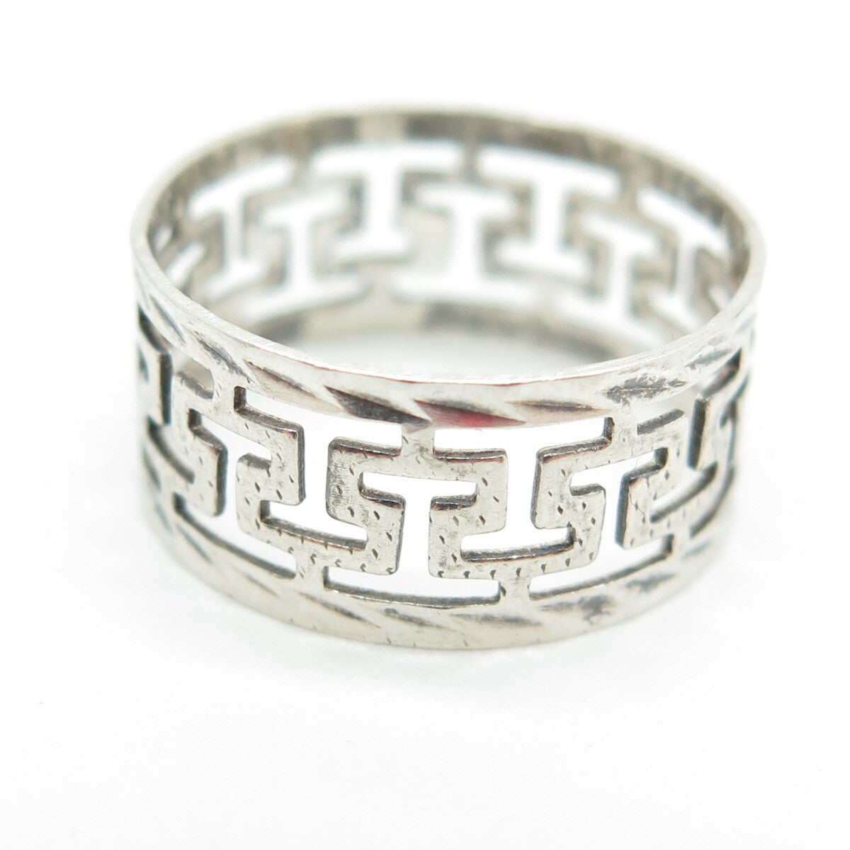 925 Sterling Silver Vintage N36 Greek Maze Band Ring Size 7.25