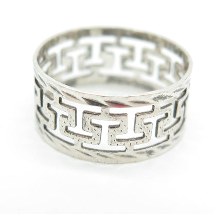925 Sterling Silver Vintage N36 Greek Maze Band Ring Size 7.25