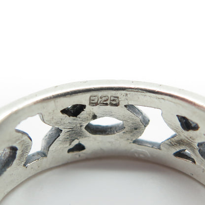925 Sterling Silver Vintage Ichthys All Around Religious Band Ring Size 8.25