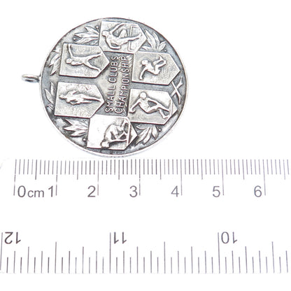 925 Sterling Silver Antique Small Clubs Championship 1 Mile Run Medal Pendant