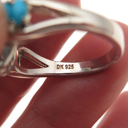 925 Sterling Silver Real Sleeping Beauty Turquoise Ring Size 8