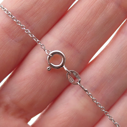 925 Sterling Mexico Real Diamond & Aquamarine Circle of Life Chain Necklace 18"