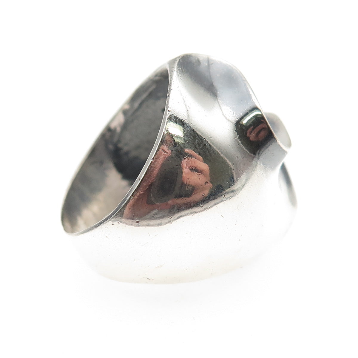 925 Sterling Silver Vintage Mexico Modernist Zig Zag Oxidized Ring Size 8.25