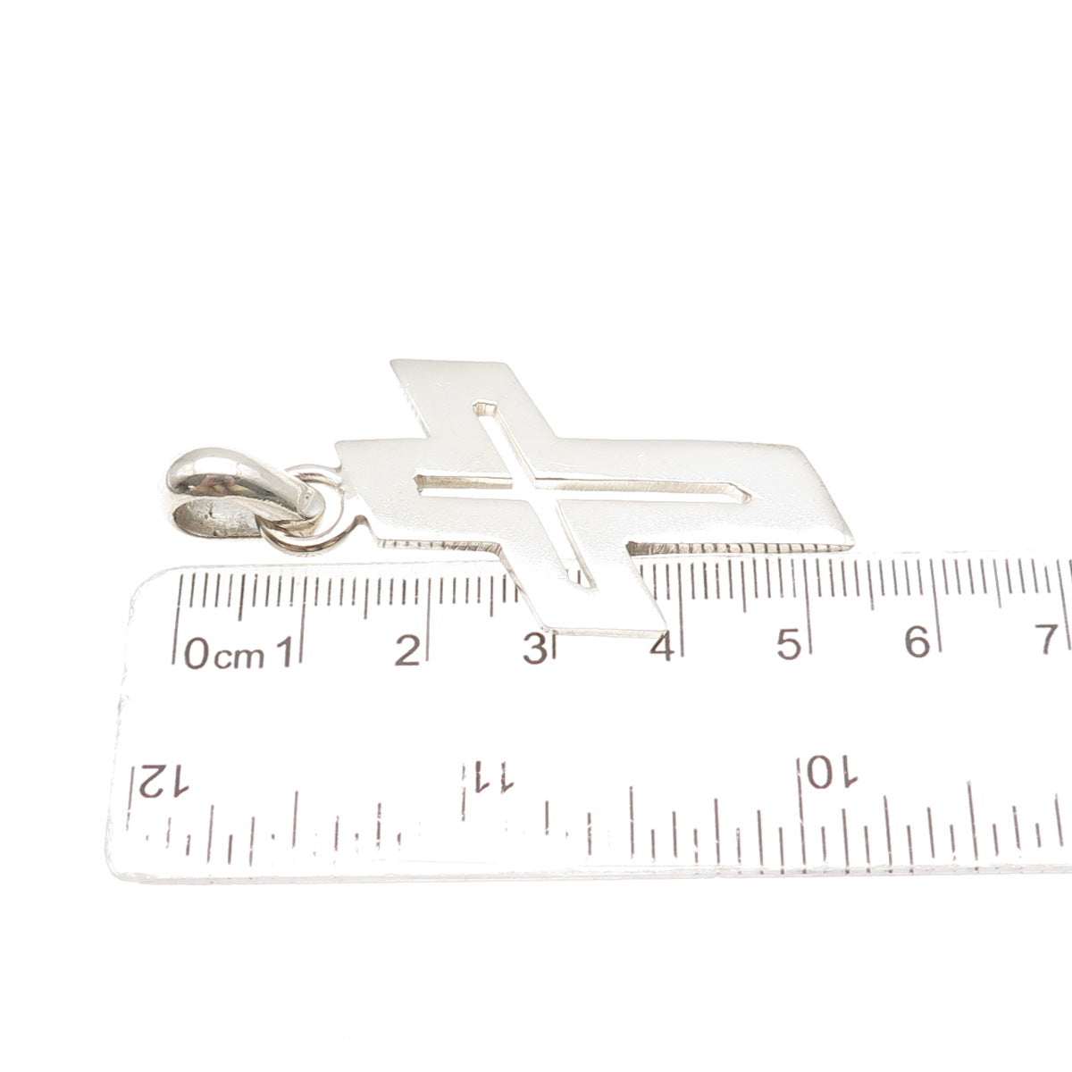 925 Sterling Silver Vintage Mexico Modernist Cross Pendant