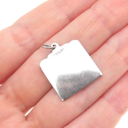 925 Sterling Silver Vintage Enamel Birth Certificate Charm Pendant