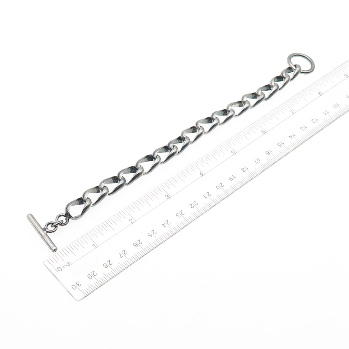 925 Sterling Silver Vintage Mexico Curb Link Oxidized Bracelet 7"