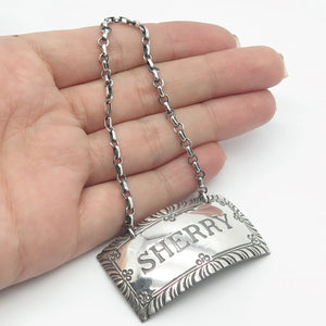 925 Sterling Silver Vintage Stieff Williamsburg "Sherry" Bottle Tag