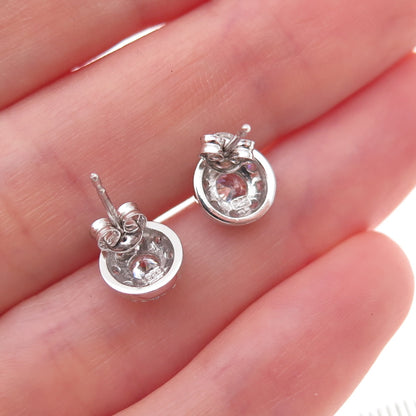 925 Sterling Silver Round-Cut C Z Stud Earrings