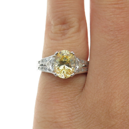 TACORI Sterling Silver Vintage Real Canary & White C Z Promise Ring Size 5.25