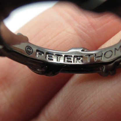 PETER THOMAS ROTH 925 Sterling Silver Black Rhodium Modernist Band Ring Size 7