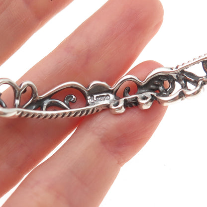 Carolyn Pollack 925 Sterling Silver Vintage Floral Scroll Bangle Bracelet 7.75"