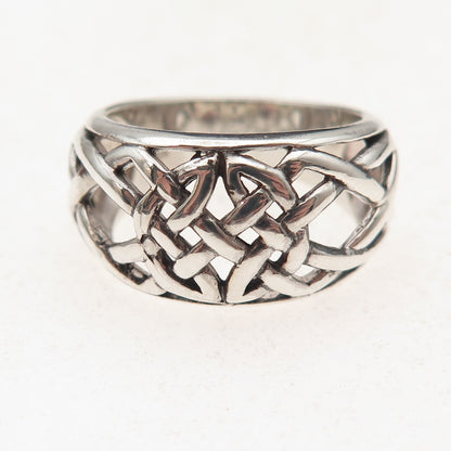 925 Sterling Silver Vintage Celtic Trinity Knot Oxidized Ring Size 7