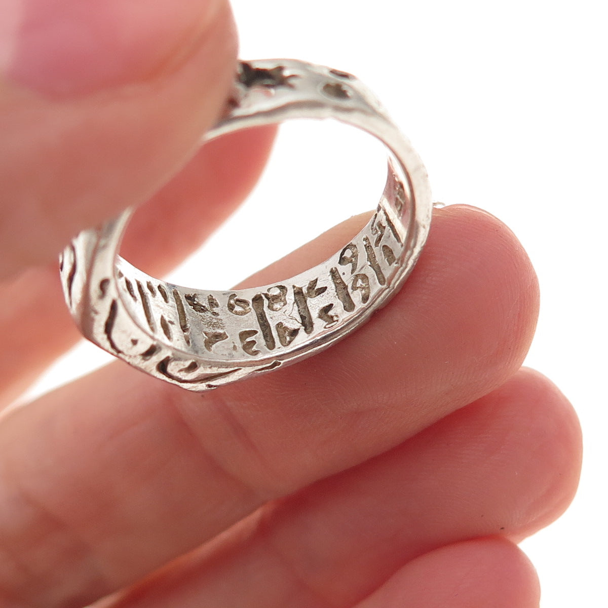 925 Sterling Silver Vintage Carpe Diem Oxidized Ring Size 7.5