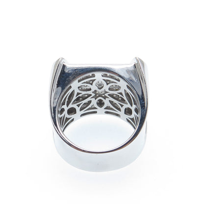 925 Sterling Silver Round-Cut Shaped C Z Cross Accent Square Wide Ring Size 10.5