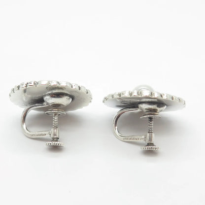 925 Sterling Silver Vintage Round Screw-Back Earrings