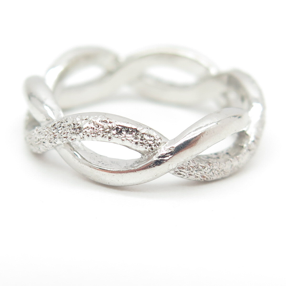 925 Sterling Silver All Around Infinity Link Band Ring Size 7.25