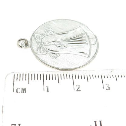 ANSON 925 Sterling Silver Vintage Bride Wedding Round Pendant
