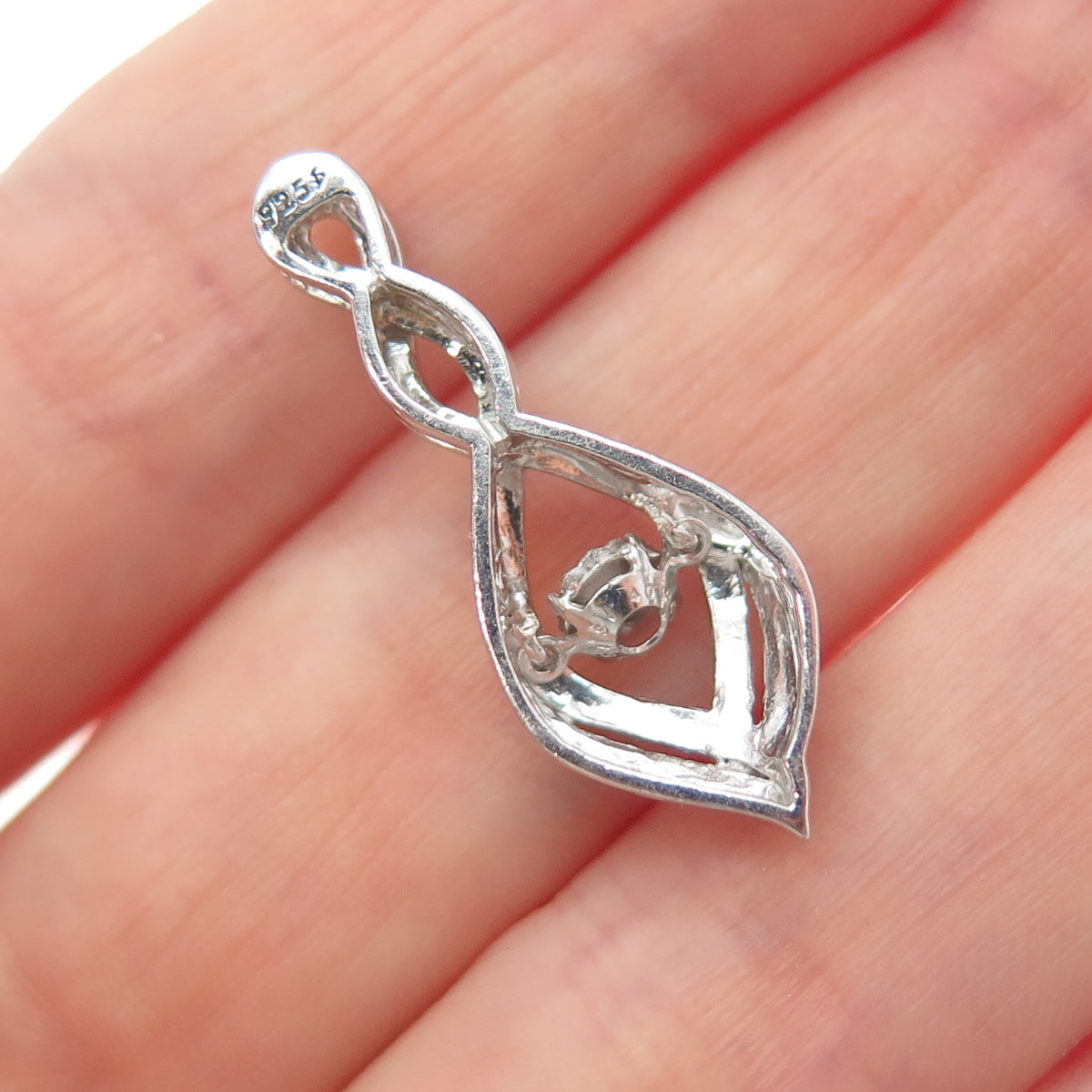 925 Sterling Silver Real Round-Cut Diamond Infinity Slide Pendant