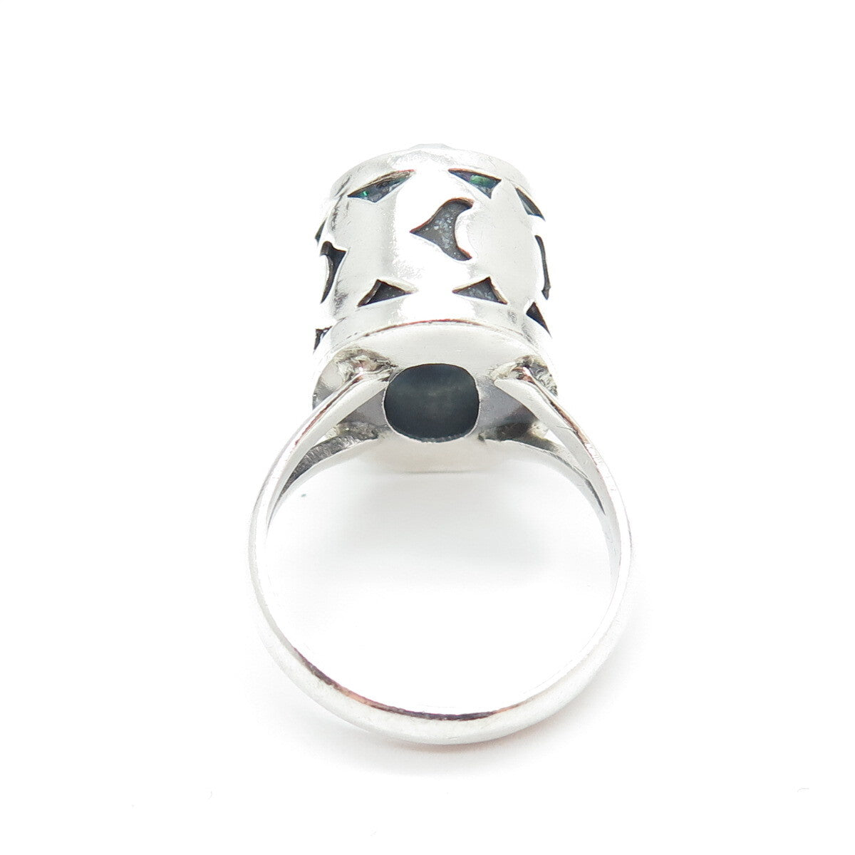 925 Sterling Silver Vintage Real Mystic Quartz Domed Ring Size 8.75