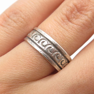925 Sterling Silver Vintage Tribal Band Ring Size 5.5