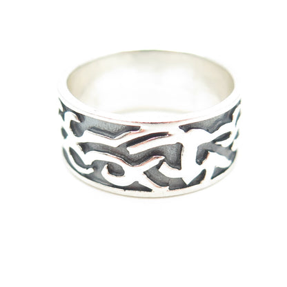925 Sterling Silver Vintage Barbed Wire Band Ring Size 8.75