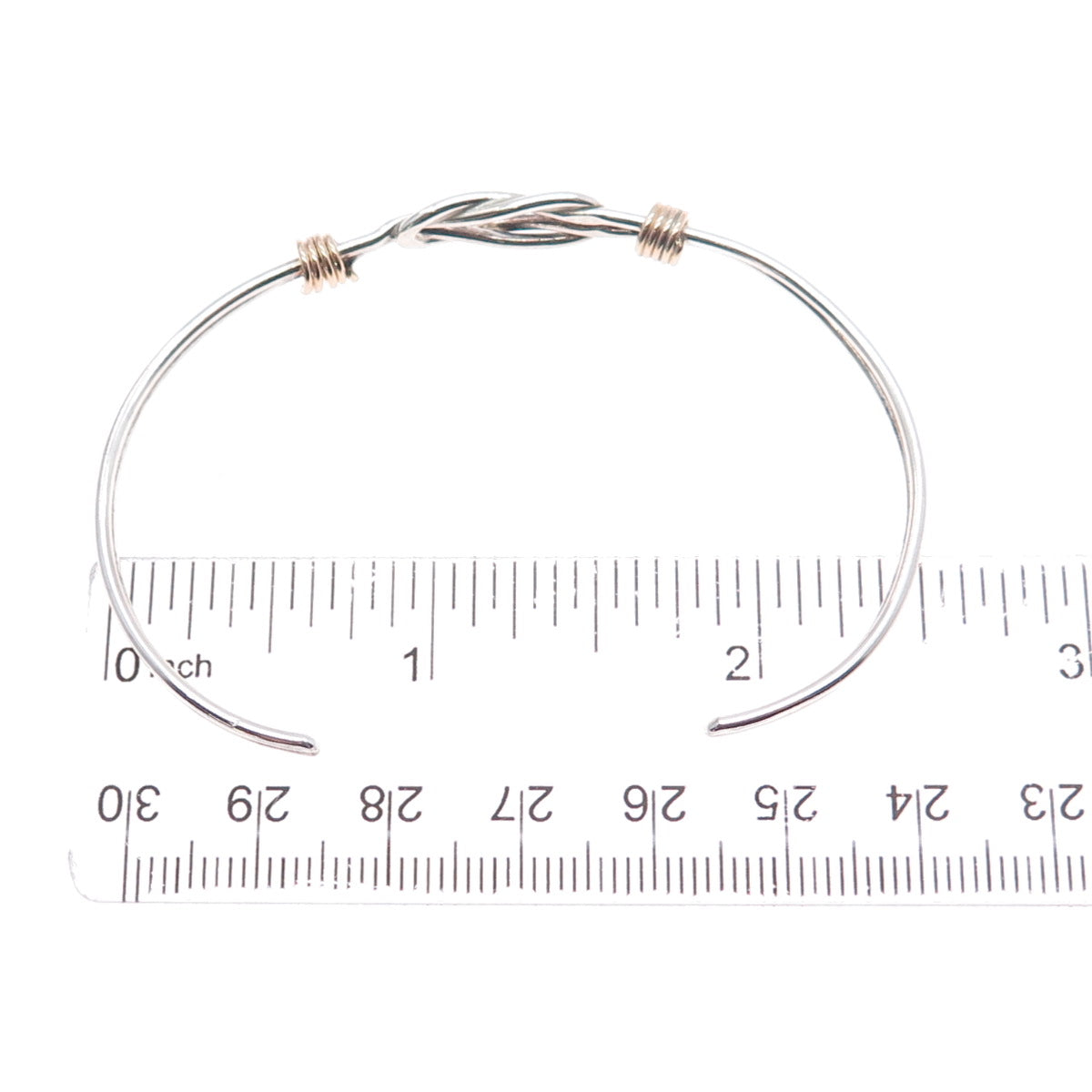 925 Sterling Silver Gold Filled Vintage Love Knot Adjustable Cuff Bracelet 6"