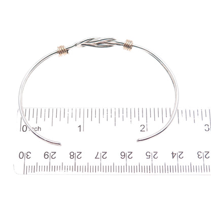 925 Sterling Silver Gold Filled Vintage Love Knot Adjustable Cuff Bracelet 6"