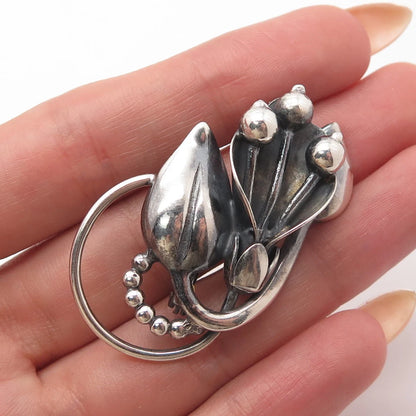 925 Sterling Silver Vintage Calla Lily Floral Pin Brooch