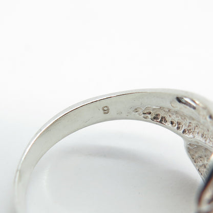 JEZLAINE 925 Sterling Silver Vintage Modernist Bypass Ring Size 7