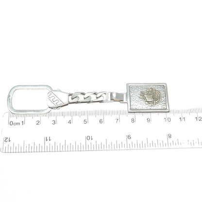 18K Yellow Gold 925 Sterling Silver Vintage Italy Sail Ship Key Fob Chain Holder