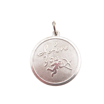 Rembrandt 925 Sterling Silver Vintage I Love You Cupid Charm Pendant