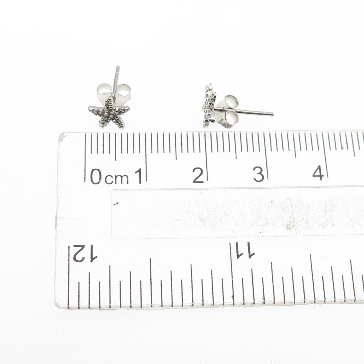 925 Sterling Silver Granulated Starfish Stud Earrings