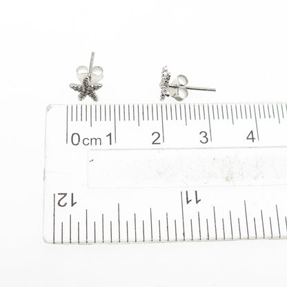 925 Sterling Silver Granulated Starfish Stud Earrings