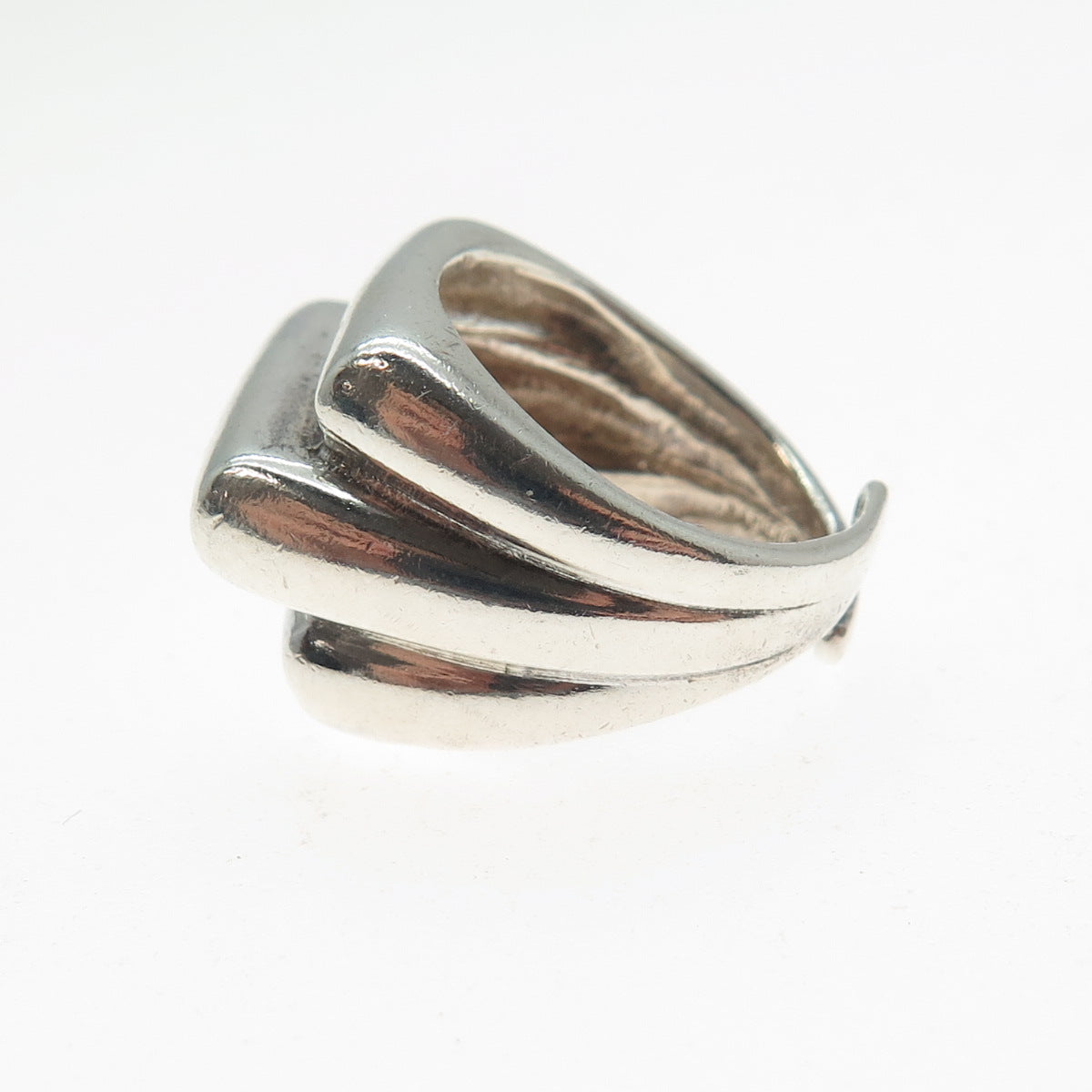 NAPIER 925 Sterling Silver Vintage Modernist Ribbed Adjustable Ring Size 5.5