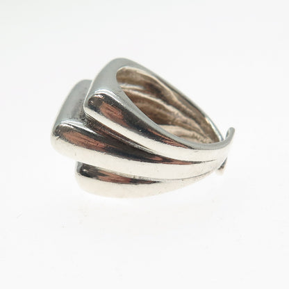 NAPIER 925 Sterling Silver Vintage Modernist Ribbed Adjustable Ring Size 5.5