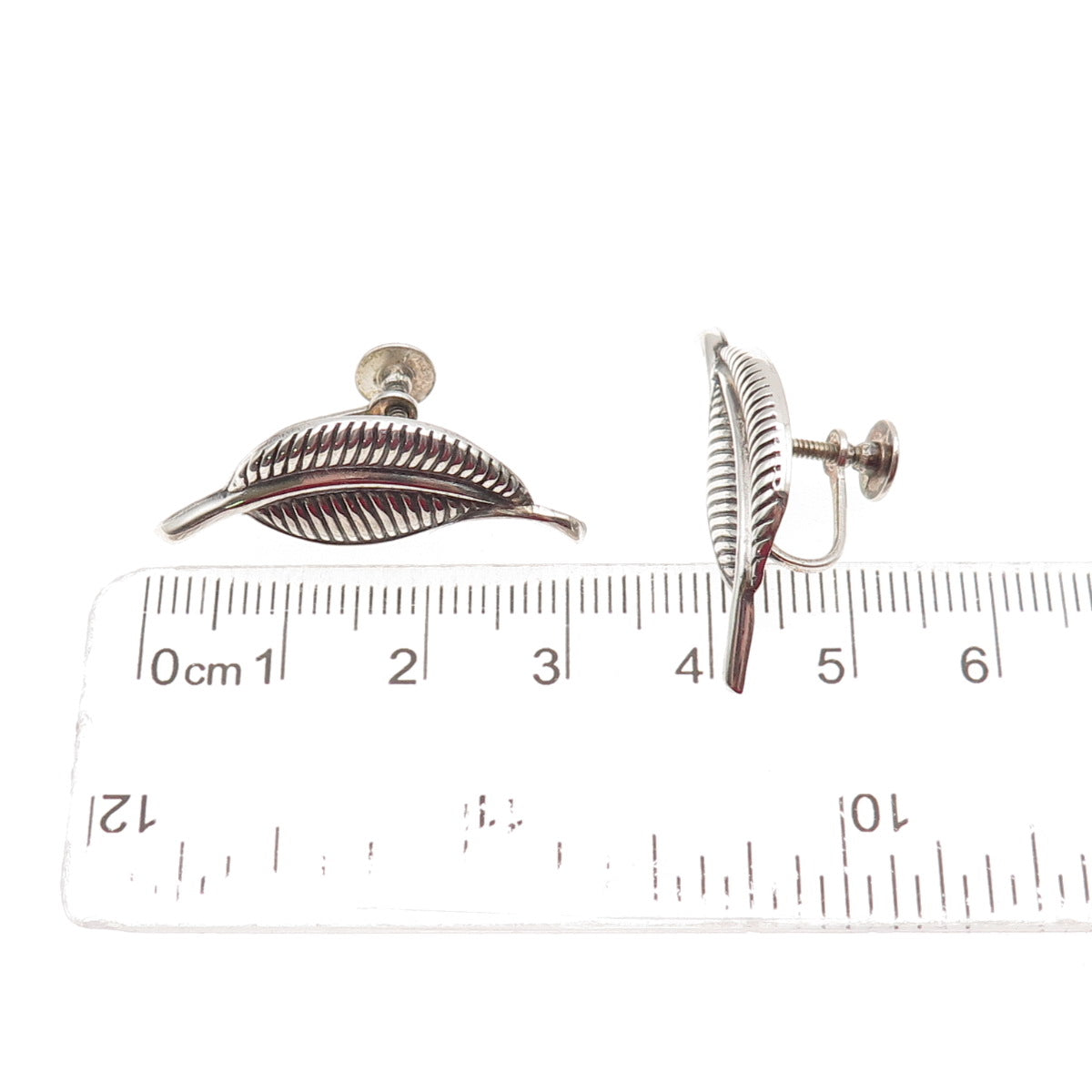 JewelArt 925 Sterling Silver Vintage Floral Leaf Oxidized Screw Back Earrings