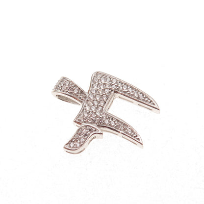 925 Sterling Silver Round-Cut C Z Chai Judaica Charm Pendant