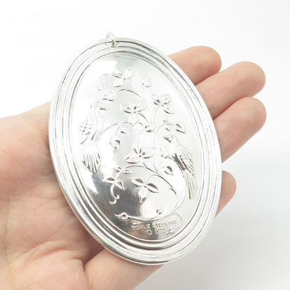925 Sterling Silver Vintage Towle 1972 Cross / Leaf Birds Ornament