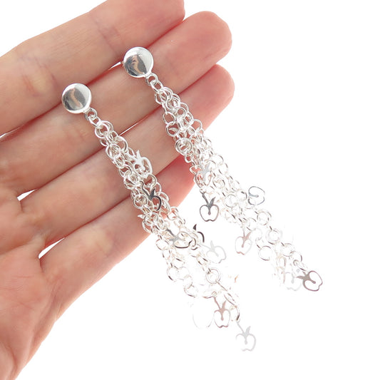 925 Sterling Silver Vintage Adam's Apple Tassel Dangle Earrings
