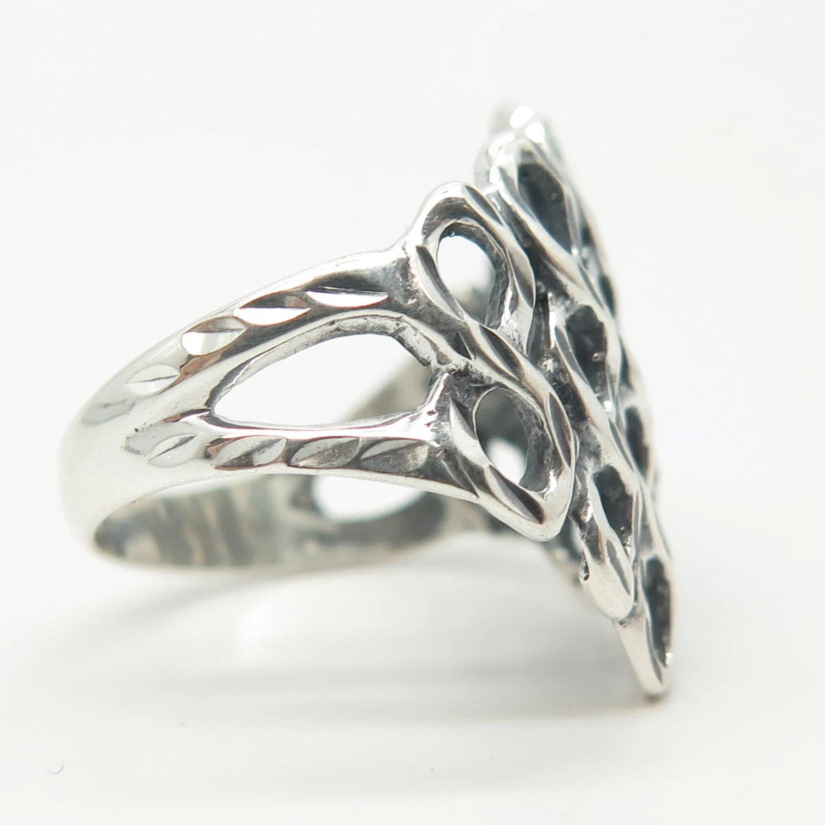 925 Sterling Silver Vintage Net Ring Size 6
