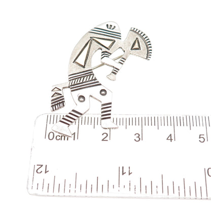 Harold Joe Old Pawn 925 Sterling 14K Gold Vintage Kokopelli Pin Brooch / Pendant