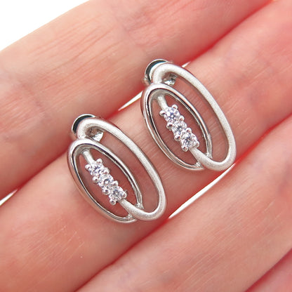 925 Sterling Silver Round-Cut C Z Interlocked Circle Earrings