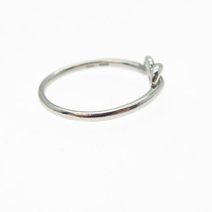 925 Sterling Silver Vintage Heart Love Knot Ring Size 6